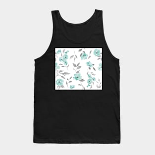 Mint and Grey Light Floral Tank Top